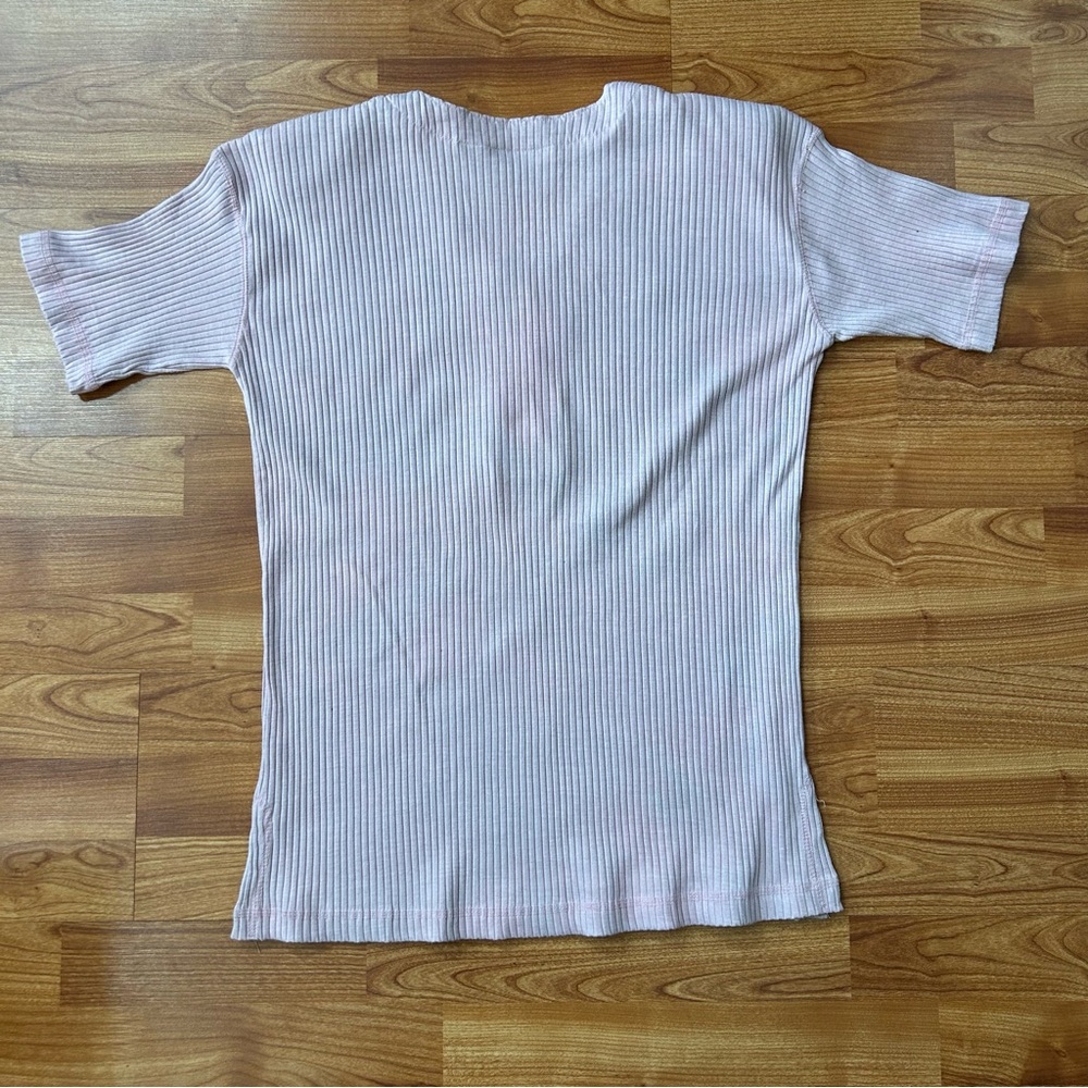 4/$15 Reitmans pink t-shirt ribbed top - Picture 5 of 7